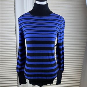 George Sweater Turtleneck Classic Striped Purple & Black Cotton - Women's Size M